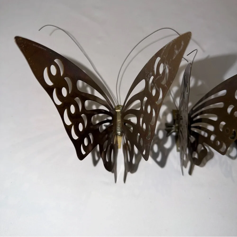Vintage MCM Set of‎ 3 Brass Butterfly Wall Hangings